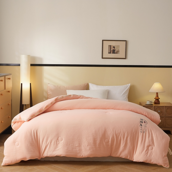 91家纺网 家纺一手货源 找家纺 小叮当家纺仓储工厂店 2025新款原棉大豆被子母扣拉链二合一被被子被芯 玉色