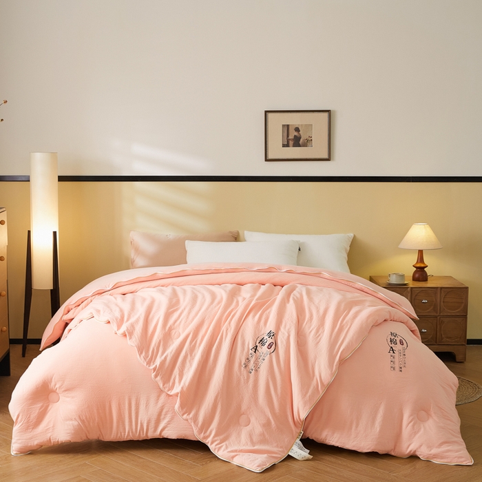 91家纺网 家纺一手货源 找家纺 小叮当家纺仓储工厂店 2025新款原棉大豆被子母扣拉链二合一被被子被芯 玉色