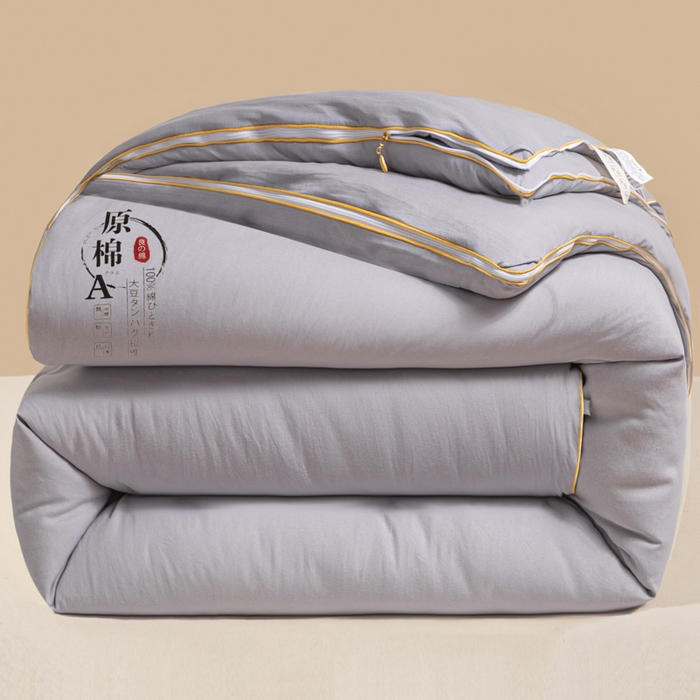 小叮当家纺仓储工厂店 2025新款原棉大豆被子母扣拉链二合一被被子被芯 原棉子母被-灰色