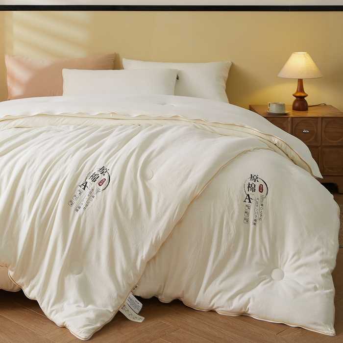 91家纺网 家纺一手货源 找家纺 小叮当家纺仓储工厂店 2025新款原棉大豆被子母扣拉链二合一被被子被芯 原棉子母被-本白