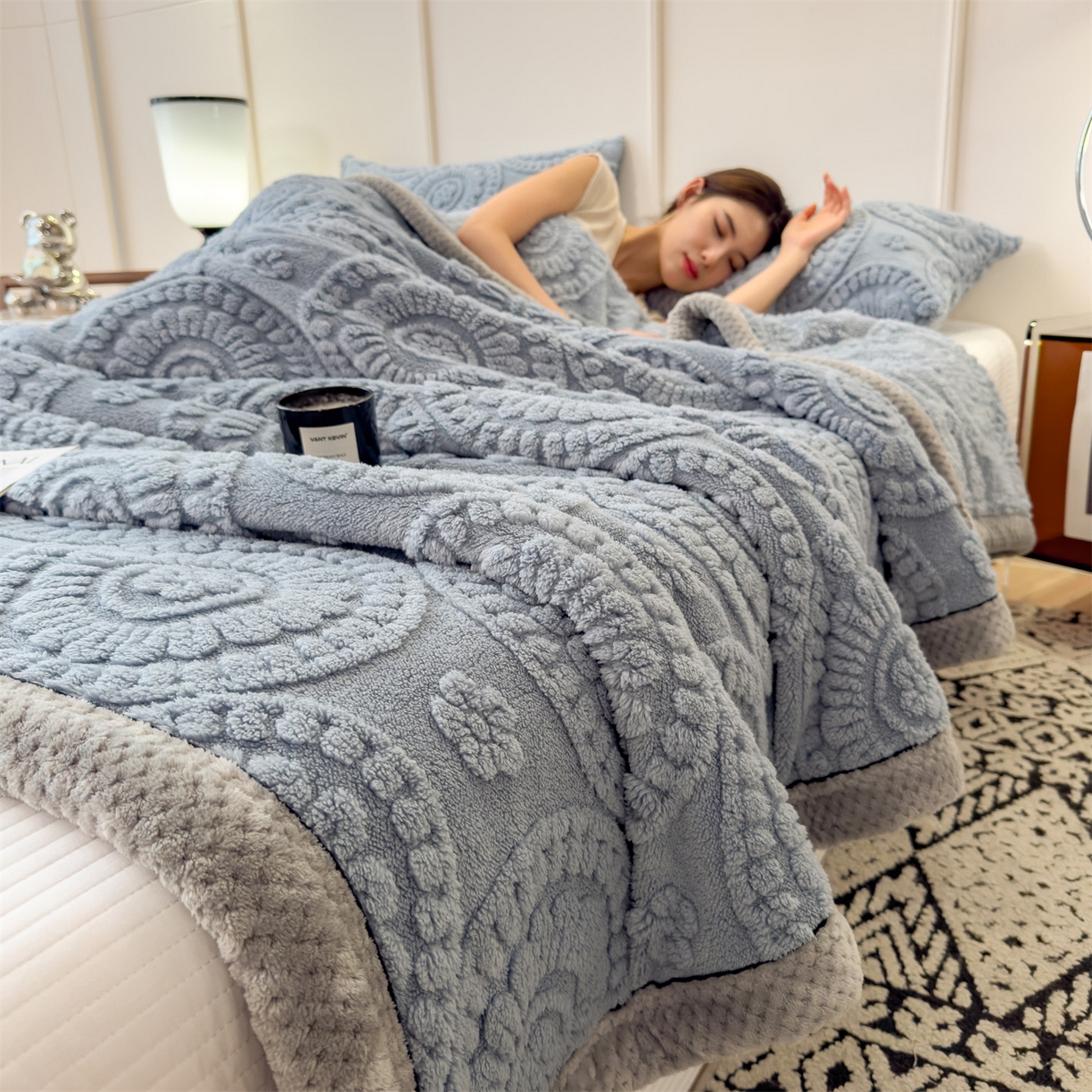 91家纺网 家纺一手货源 找家纺 （总）乐家欣 2025新款A类花朵塔芙绒毛毯