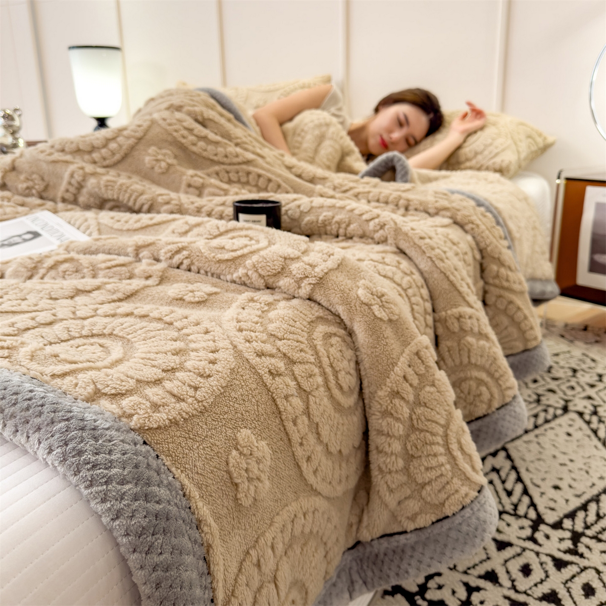 91家纺网 家纺一手货源 找家纺 （总）乐家欣 2025新款A类花朵塔芙绒毛毯