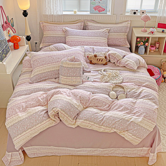 91家纺网 家纺一手货源 找家纺 （总）梦莱斯 2025新款韩国小布袋古法云感棉四件套