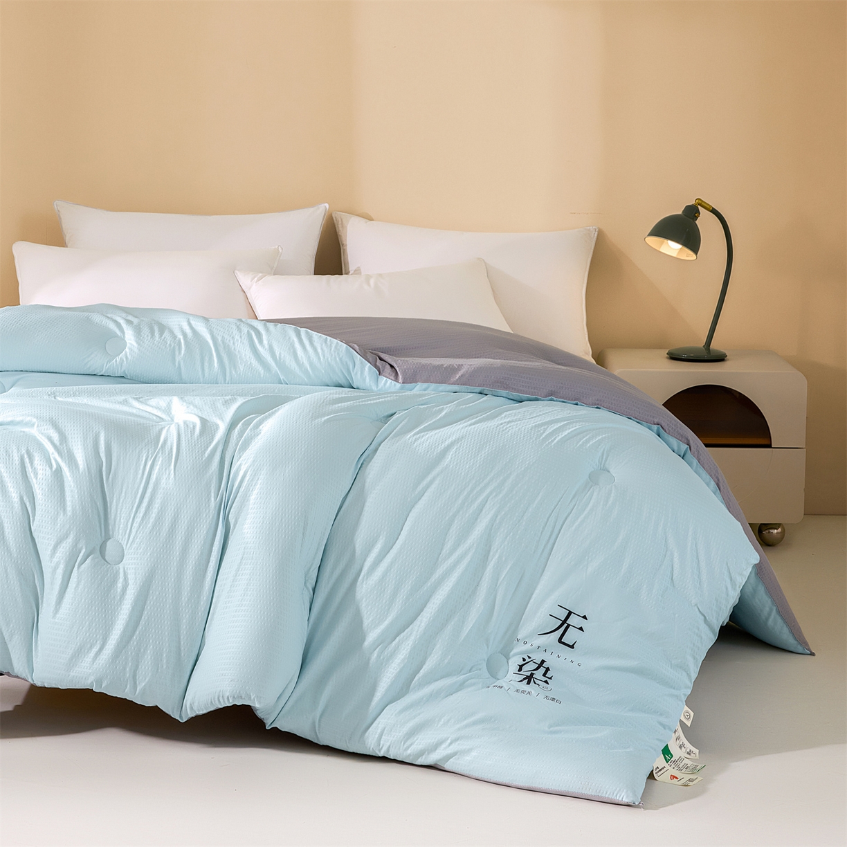 91家纺网 家纺一手货源 找家纺 小叮当家纺仓储工厂店 2025新款亲肤舒适A类水洗棉原棉大豆被被子被芯-无染 无染-淡水蓝