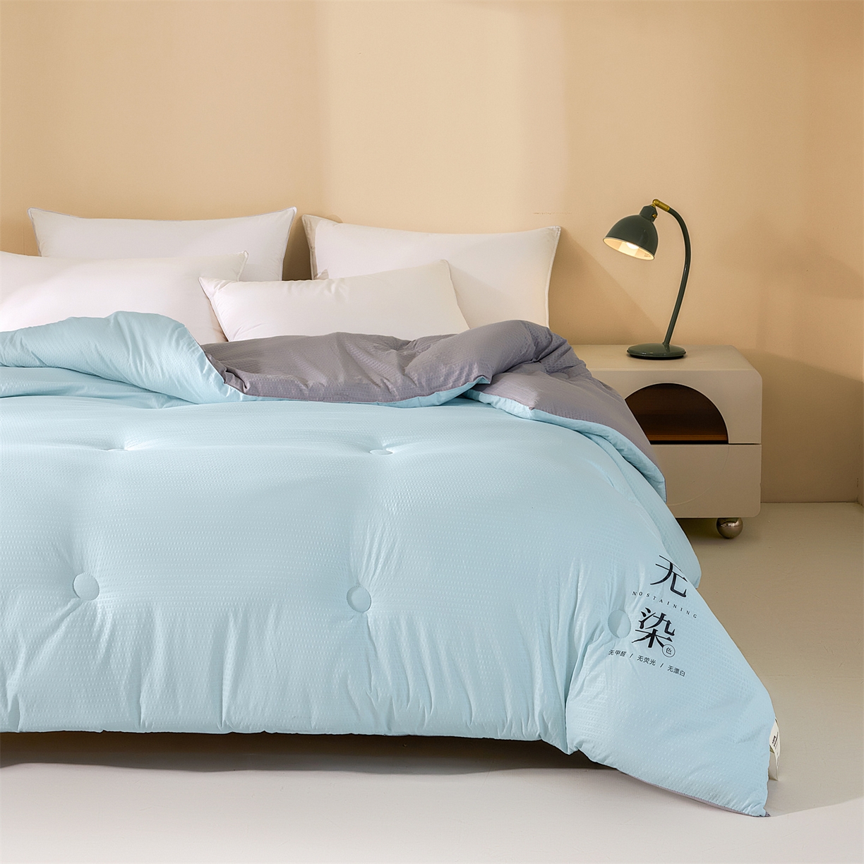 91家纺网 家纺一手货源 找家纺 小叮当家纺仓储工厂店 2025新款亲肤舒适A类水洗棉原棉大豆被被子被芯-无染 无染-淡水蓝