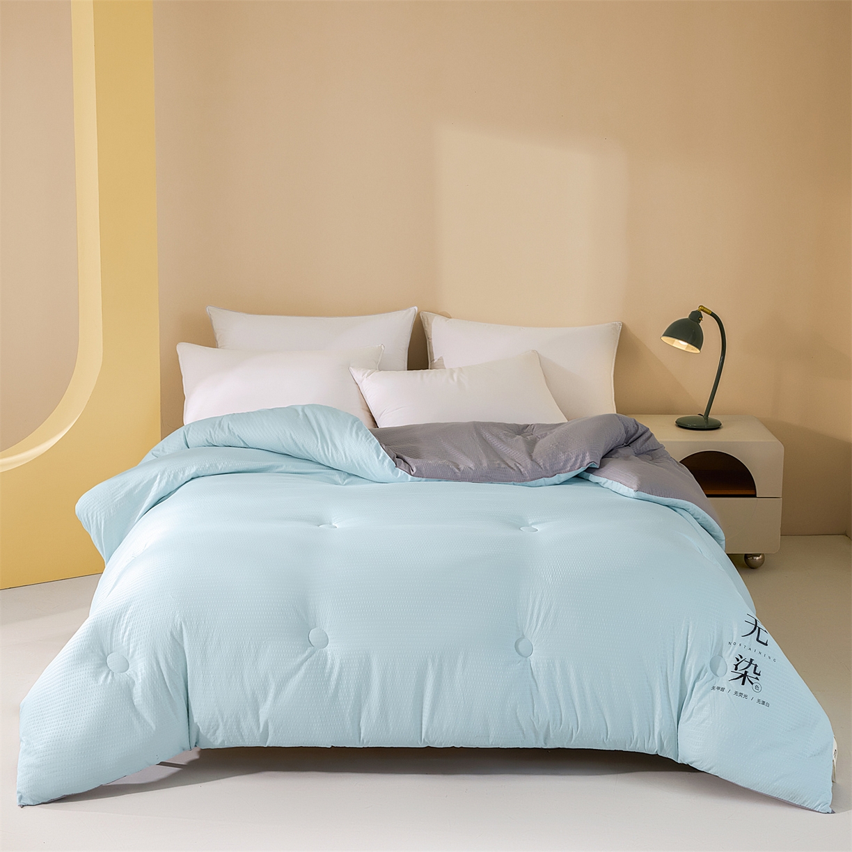 91家纺网 家纺一手货源 找家纺 小叮当家纺仓储工厂店 2025新款亲肤舒适A类水洗棉原棉大豆被被子被芯-无染 无染-淡水蓝