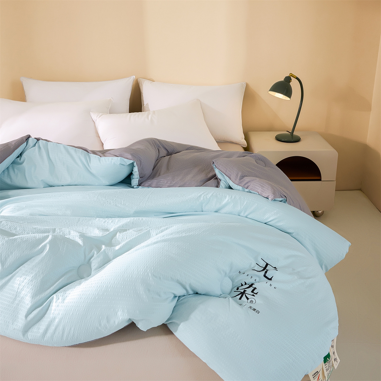 91家纺网 家纺一手货源 找家纺 小叮当家纺仓储工厂店 2025新款亲肤舒适A类水洗棉原棉大豆被被子被芯-无染 无染-淡水蓝