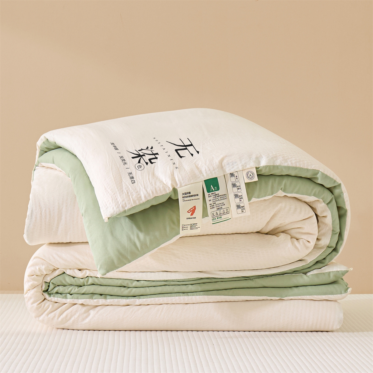 小叮当家纺仓储工厂店 2025新款亲肤舒适A类水洗棉原棉大豆被被子被芯-无染 无染-奶昔白