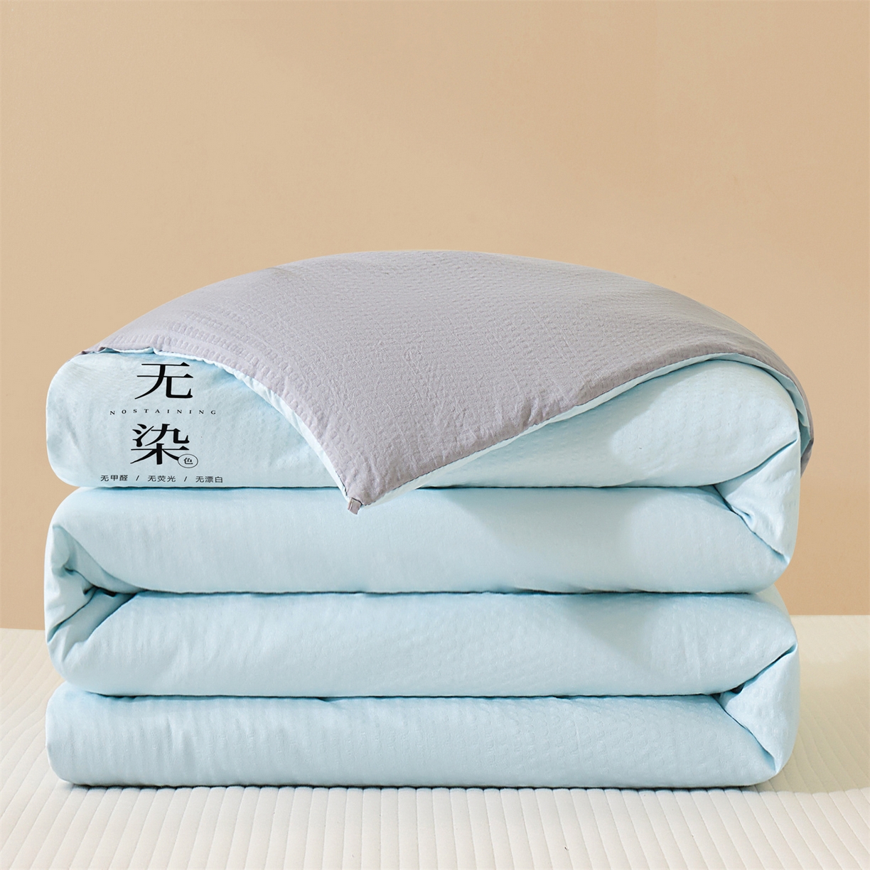 91家纺网 家纺一手货源 找家纺 小叮当家纺仓储工厂店 2025新款亲肤舒适A类水洗棉原棉大豆被被子被芯-无染 无染-淡水蓝