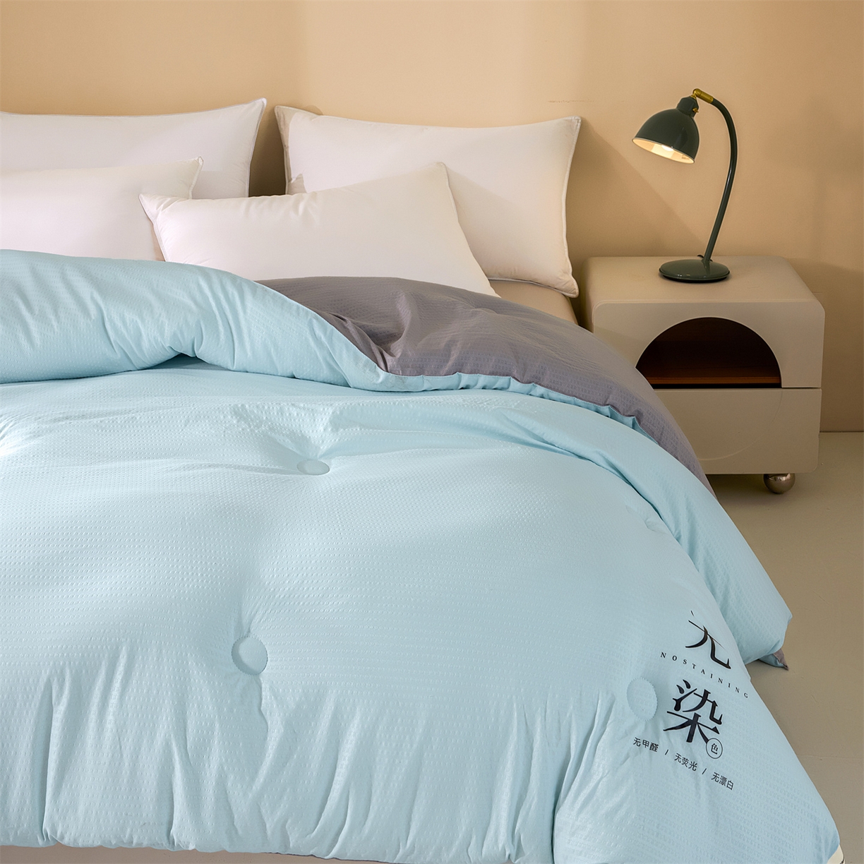 91家纺网 家纺一手货源 找家纺 小叮当家纺仓储工厂店 2025新款亲肤舒适A类水洗棉原棉大豆被被子被芯-无染 无染-淡水蓝