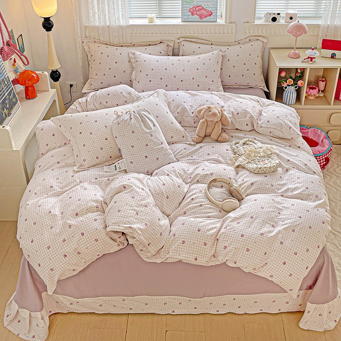 梦莱斯 2025新款韩国小布袋古法云感棉四件套 红果果