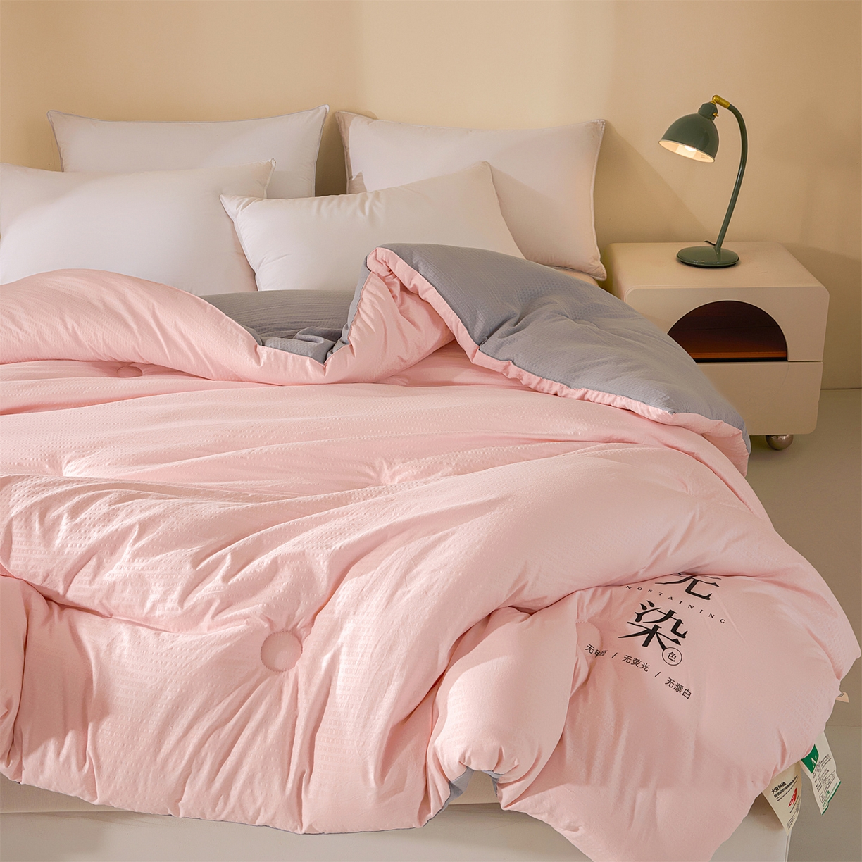 91家纺网 家纺一手货源 找家纺 小叮当家纺仓储工厂店 2025新款亲肤舒适A类水洗棉原棉大豆被被子被芯-无染 无染-樱花粉