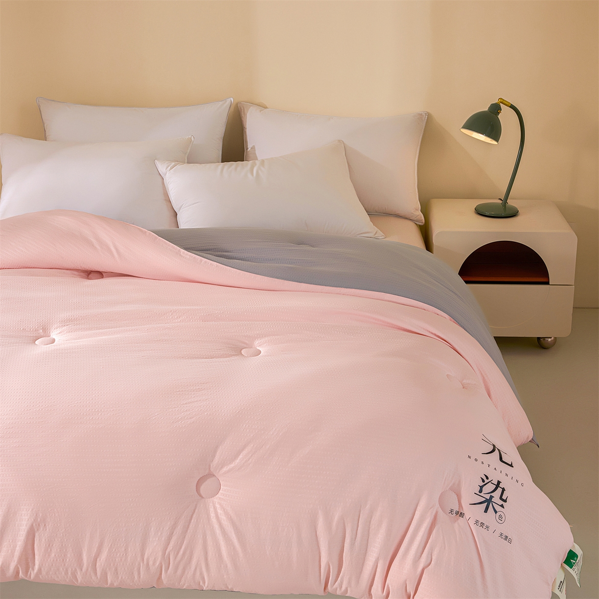 91家纺网 家纺一手货源 找家纺 小叮当家纺仓储工厂店 2025新款亲肤舒适A类水洗棉原棉大豆被被子被芯-无染 无染-樱花粉