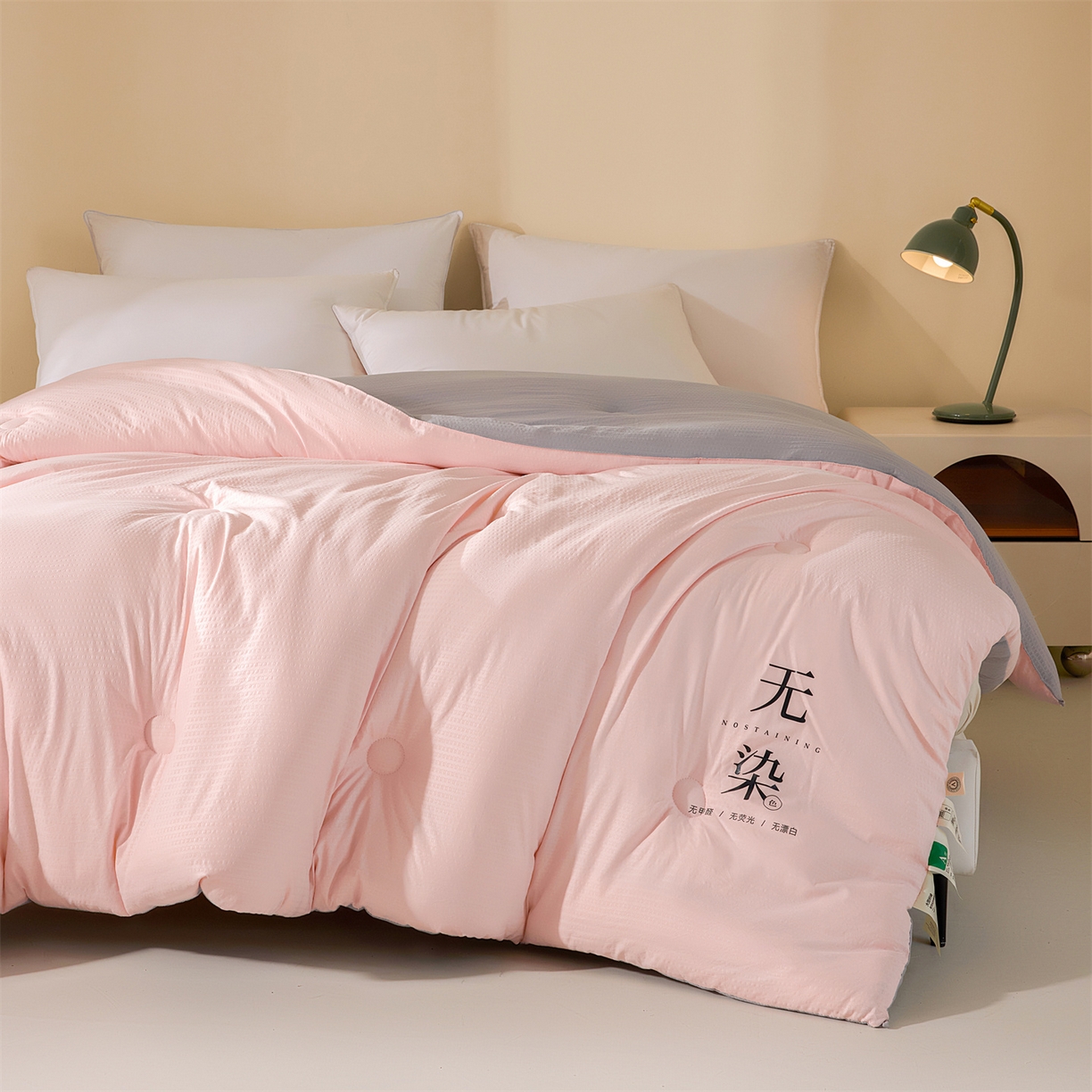 91家纺网 家纺一手货源 找家纺 小叮当家纺仓储工厂店 2025新款亲肤舒适A类水洗棉原棉大豆被被子被芯-无染 无染-樱花粉