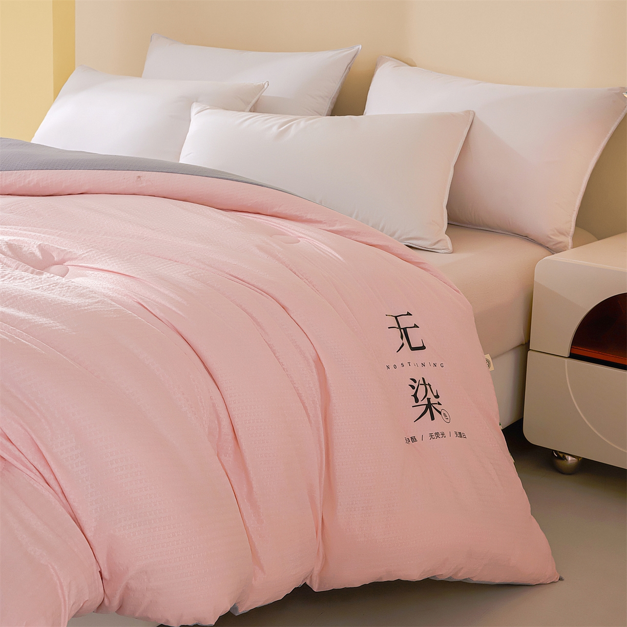 91家纺网 家纺一手货源 找家纺 小叮当家纺仓储工厂店 2025新款亲肤舒适A类水洗棉原棉大豆被被子被芯-无染 无染-樱花粉