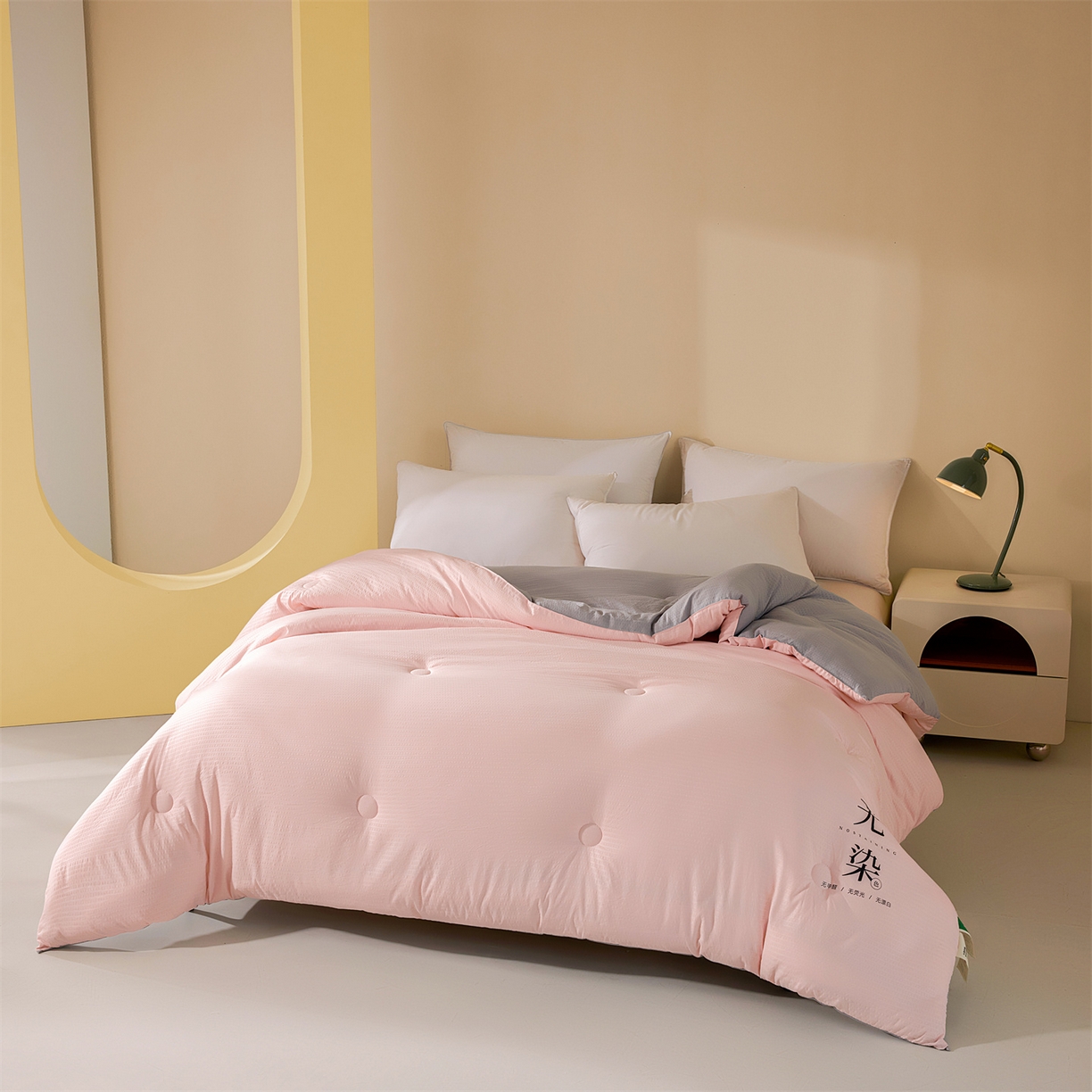 91家纺网 家纺一手货源 找家纺 小叮当家纺仓储工厂店 2025新款亲肤舒适A类水洗棉原棉大豆被被子被芯-无染 无染-樱花粉