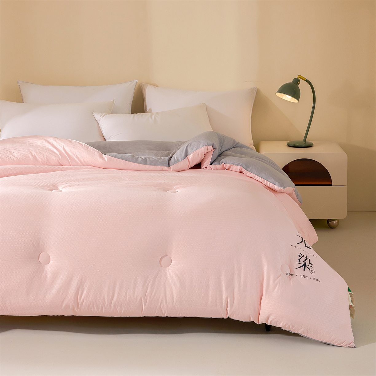 91家纺网 家纺一手货源 找家纺 小叮当家纺仓储工厂店 2025新款亲肤舒适A类水洗棉原棉大豆被被子被芯-无染 无染-樱花粉