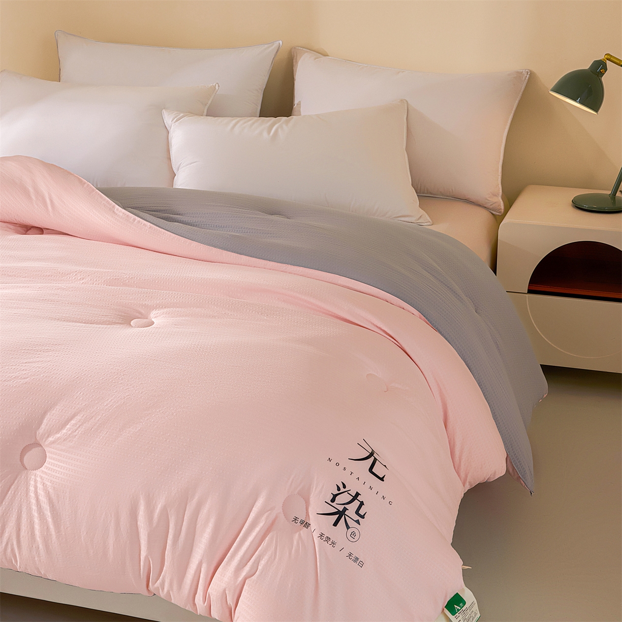 91家纺网 家纺一手货源 找家纺 小叮当家纺仓储工厂店 2025新款亲肤舒适A类水洗棉原棉大豆被被子被芯-无染 无染-樱花粉