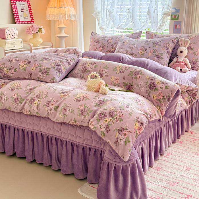 91家纺网 家纺一手货源 找家纺 金盛皇朝家纺 2025新款高克重印花牛奶绒床单床盖单件三件四件套 云暖云舒