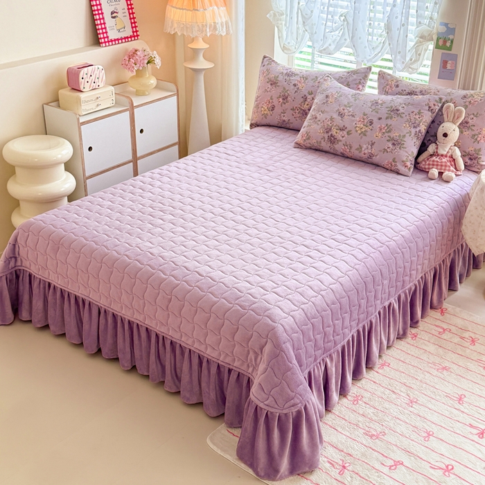 91家纺网 家纺一手货源 找家纺 金盛皇朝家纺 2025新款高克重印花牛奶绒床单床盖单件三件四件套 云暖云舒