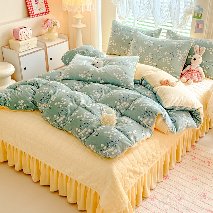 91家纺网 家纺一手货源 找家纺 （总）金盛皇朝家纺 2025新款高克重印花牛奶绒床单床盖单件三件四件套