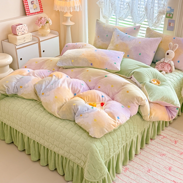 91家纺网 家纺一手货源 找家纺 （总）金盛皇朝家纺 2025新款高克重印花牛奶绒床单床盖单件三件四件套