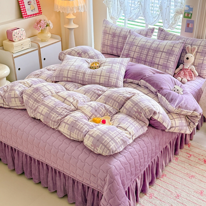 91家纺网 家纺一手货源 找家纺 （总）金盛皇朝家纺 2025新款高克重印花牛奶绒床单床盖单件三件四件套