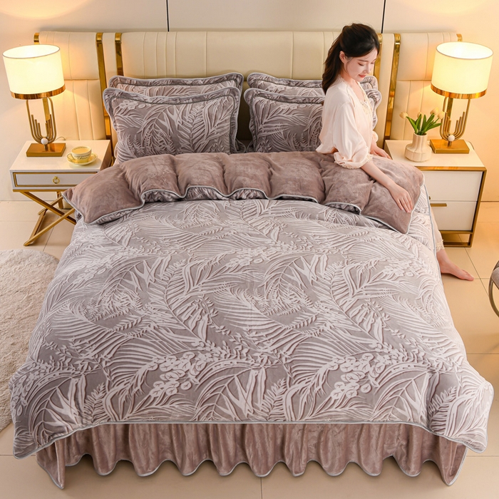 91家纺网 家纺一手货源 找家纺 沐妍家纺 2025新款8斤加厚保暖金貂绒牛奶绒印花四件套 罗马生活