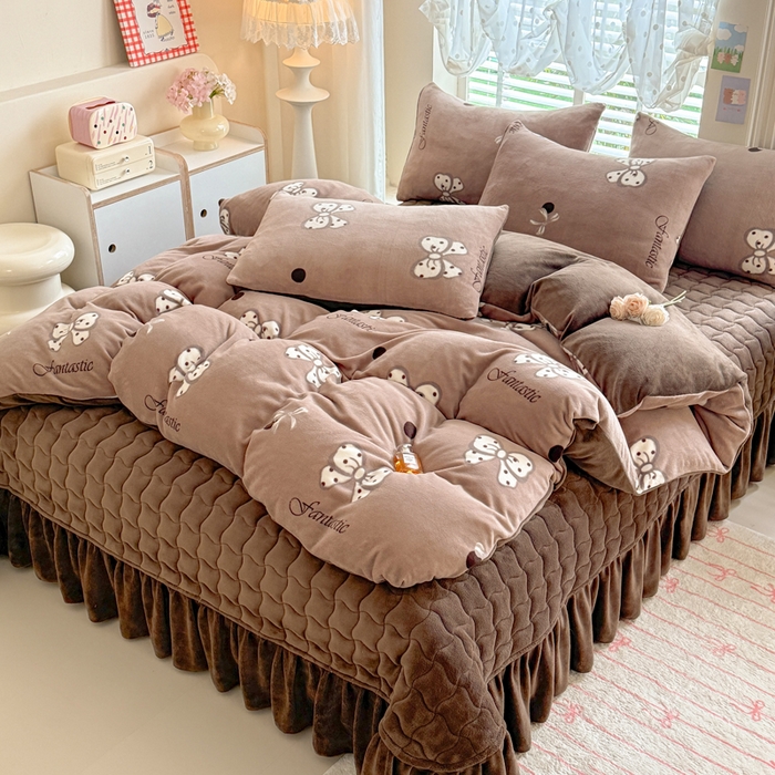 91家纺网 家纺一手货源 找家纺 金盛皇朝家纺 2025新款高克重印花牛奶绒床单床盖单件三件四件套 波点蝴蝶