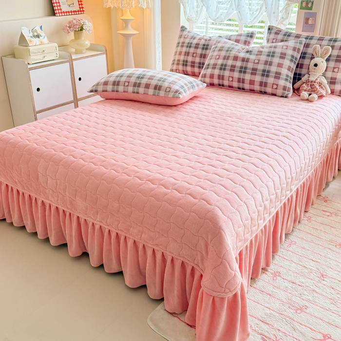 91家纺网 家纺一手货源 找家纺 金盛皇朝家纺 2025新款高克重印花牛奶绒床单床盖单件三件四件套 爱心满满