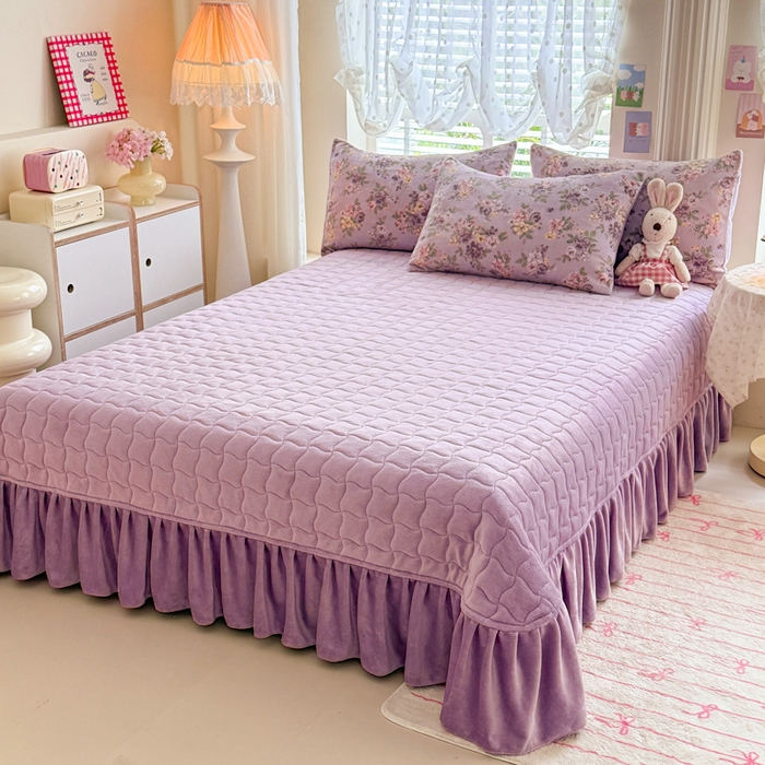 91家纺网 家纺一手货源 找家纺 金盛皇朝家纺 2025新款高克重印花牛奶绒床单床盖单件三件四件套 云暖云舒