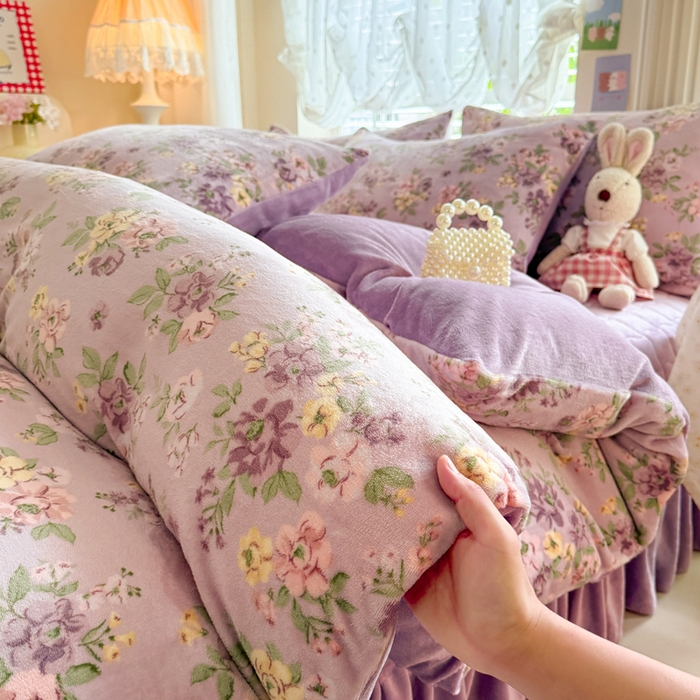 91家纺网 家纺一手货源 找家纺 金盛皇朝家纺 2025新款高克重印花牛奶绒床单床盖单件三件四件套 云暖云舒