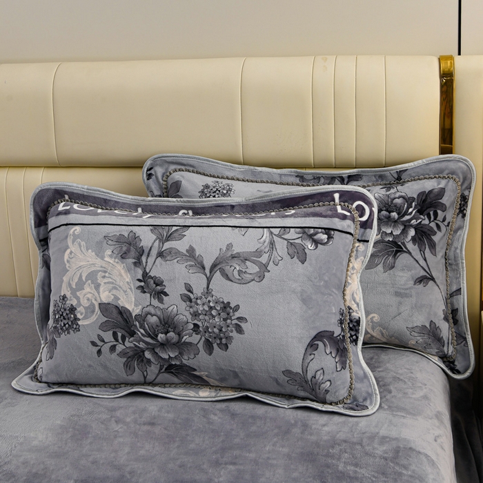 91家纺网 家纺一手货源 找家纺 沐妍家纺 2025新款8斤加厚保暖金貂绒牛奶绒印花四件套 莫兰迪