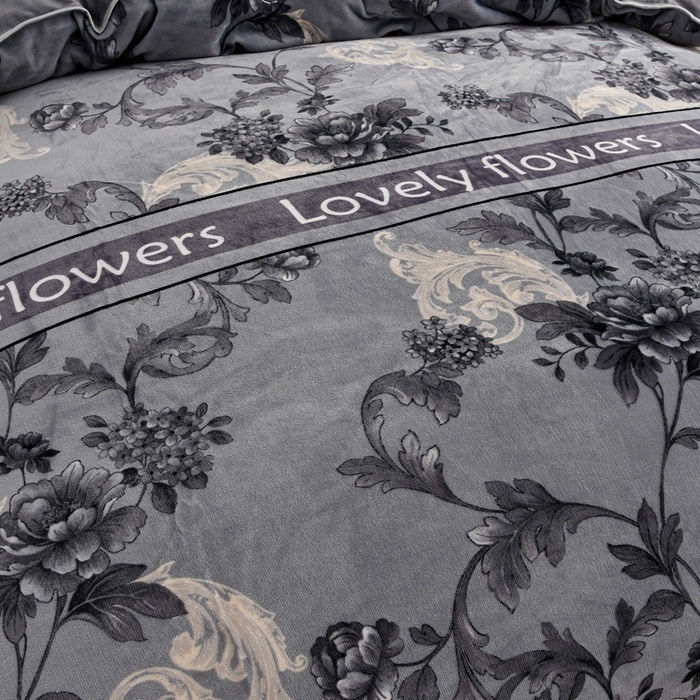 91家纺网 家纺一手货源 找家纺 沐妍家纺 2025新款8斤加厚保暖金貂绒牛奶绒印花四件套 莫兰迪