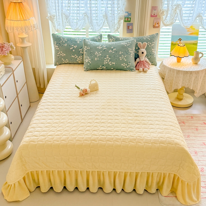 91家纺网 家纺一手货源 找家纺 金盛皇朝家纺 2025新款高克重印花牛奶绒床单床盖单件三件四件套 花漾织梦