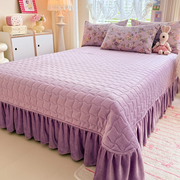 91家纺网 家纺一手货源 找家纺 金盛皇朝家纺 2025新款高克重印花牛奶绒床单床盖单件三件四件套 云暖云舒