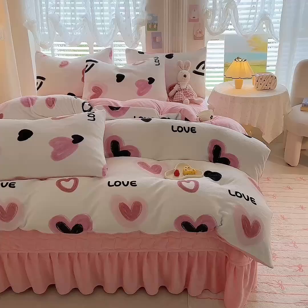 91家纺网 家纺一手货源 找家纺 （总）金盛皇朝家纺 2025新款高克重印花牛奶绒床单床盖单件三件四件套