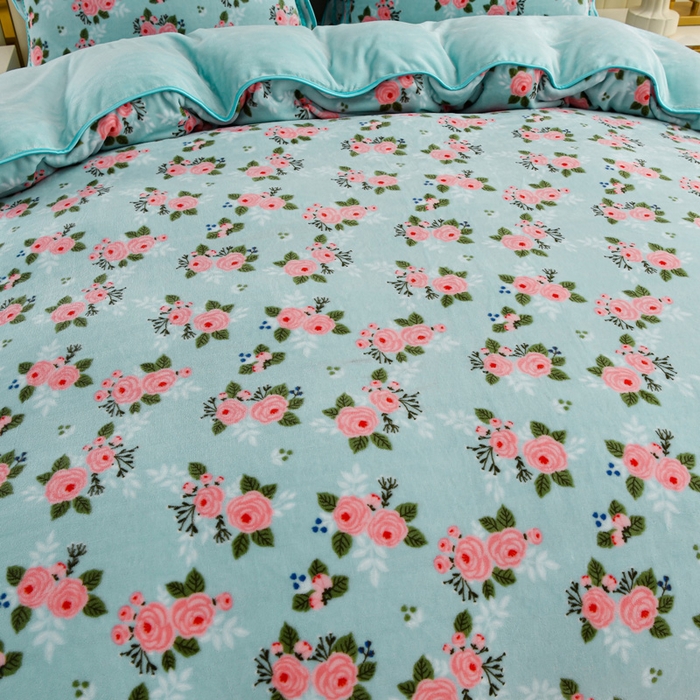 91家纺网 家纺一手货源 找家纺 沐妍家纺 2025新款8斤加厚保暖金貂绒牛奶绒印花四件套 莫奈花园