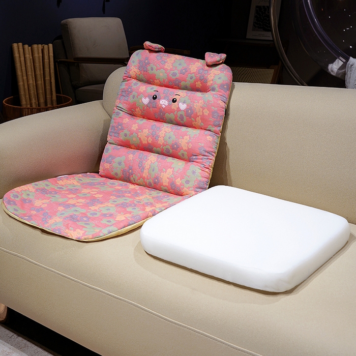 91家纺网 家纺一手货源 找家纺 （总）仟亿莱 2025新款三维立体PP棉三层纱横条连体坐垫