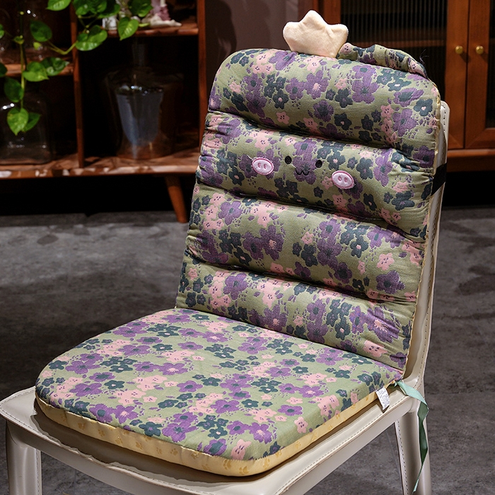 91家纺网 家纺一手货源 找家纺 仟亿莱 2025新款三维立体PP棉三层纱横条连体坐垫 横条碎花恐龙