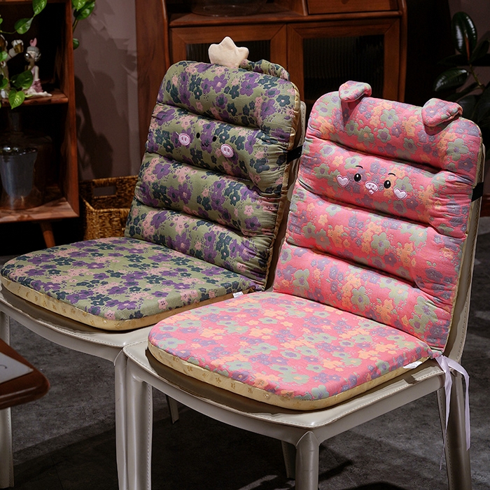 91家纺网 家纺一手货源 找家纺 仟亿莱 2025新款三维立体PP棉三层纱横条连体坐垫 横条碎花恐龙