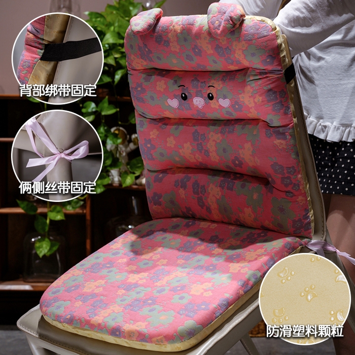 91家纺网 家纺一手货源 找家纺 仟亿莱 2025新款三维立体PP棉三层纱横条连体坐垫 横条碎花小猪