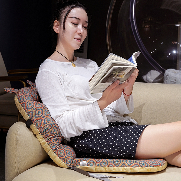 91家纺网 家纺一手货源 找家纺 仟亿莱 2025新款三维立体PP棉三层纱横条连体坐垫 横条碎花哈士奇