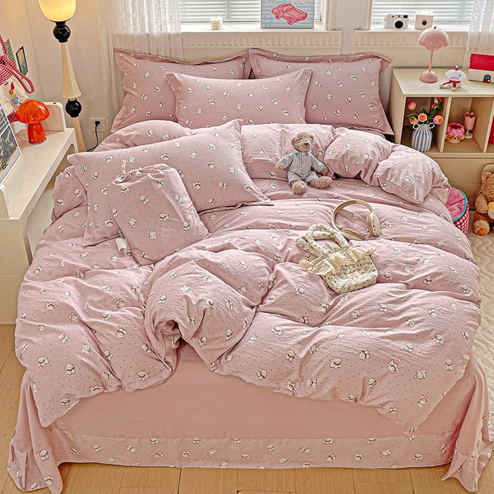 梦莱斯 2025新款韩国小布袋古法云感棉四件套 无忧狗狗