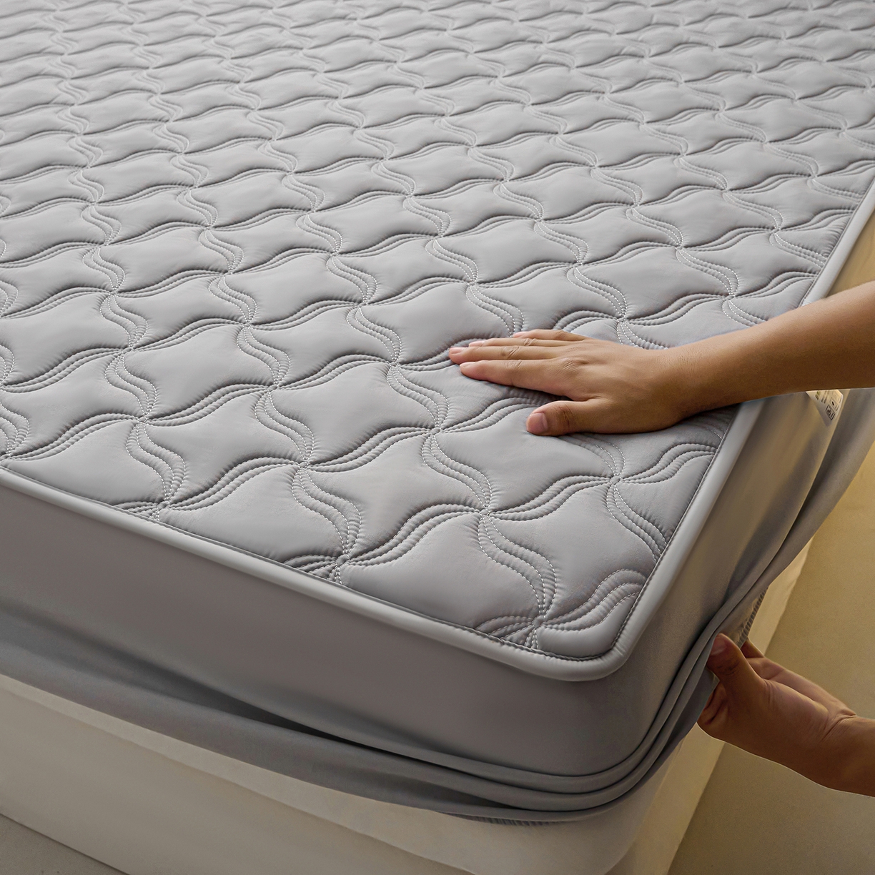 91家纺网 家纺一手货源 找家纺 （总）小叮当家纺仓储工厂店 2025新款A类原棉大豆防水床笠单品床笠单件单床笠隔尿夹棉床笠床垫保护罩外贸跨境