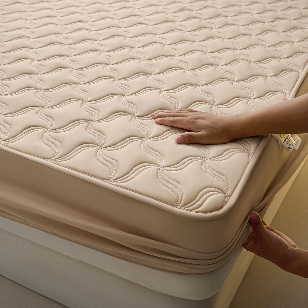 91家纺网 家纺一手货源 找家纺 小叮当家纺仓储工厂店 2025新款A类原棉大豆防水床笠单品床笠单件单床笠隔尿夹棉床笠床垫保护罩外贸跨境 爱恋-卡其