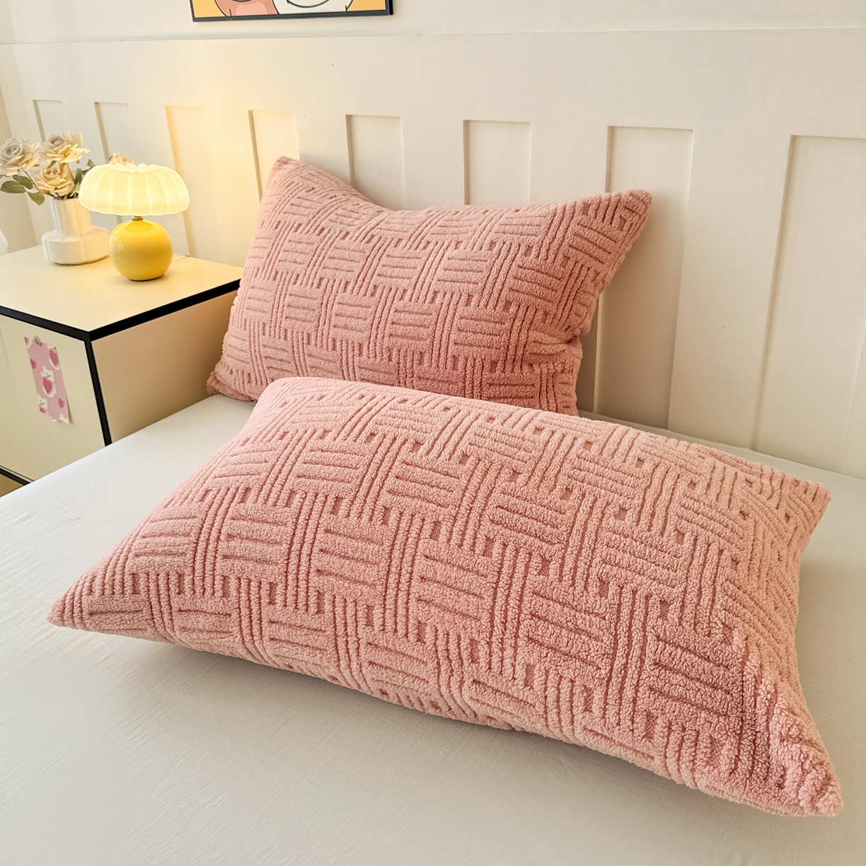 91家纺网 家纺一手货源 找家纺 牛魔王家居 2025新款华夫格提花双面绒毛毯羊羔绒毯子外贸跨境专供 毛毯 绒毯系列-豆沙红