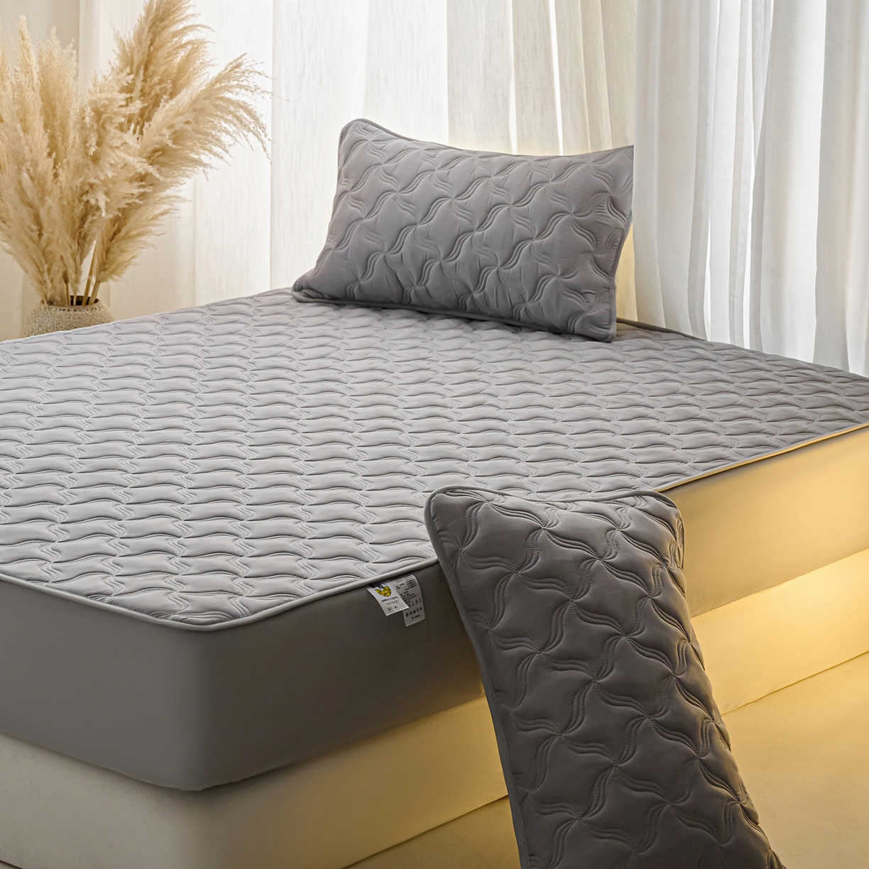 91家纺网 家纺一手货源 找家纺 小叮当家纺仓储工厂店 2025新款A类原棉大豆防水床笠单品床笠单件单床笠隔尿夹棉床笠床垫保护罩外贸跨境 爱恋-星空灰