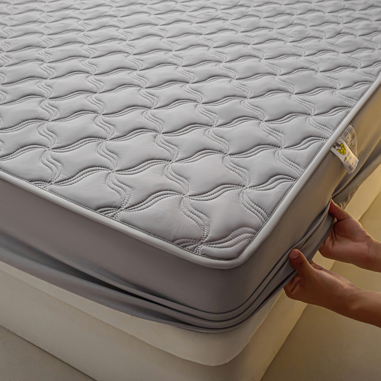 91家纺网 家纺一手货源 找家纺 小叮当家纺仓储工厂店 2025新款A类原棉大豆防水床笠单品床笠单件单床笠隔尿夹棉床笠床垫保护罩外贸跨境 爱恋-星空灰