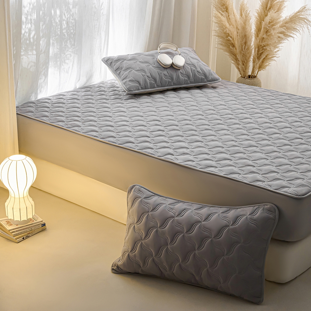 91家纺网 家纺一手货源 找家纺 小叮当家纺仓储工厂店 2025新款A类原棉大豆防水床笠单品床笠单件单床笠隔尿夹棉床笠床垫保护罩外贸跨境 爱恋-星空灰